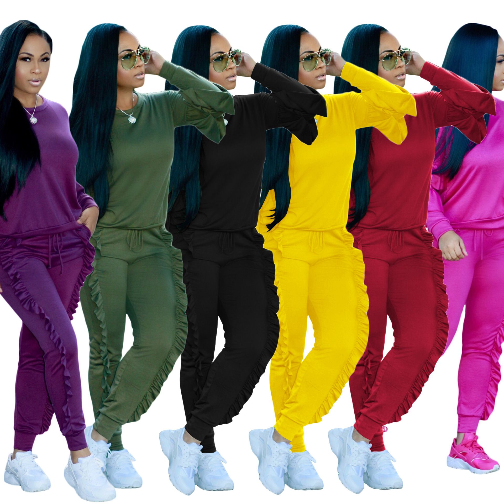 Long Pants Women Casual Sportswear Pullovers 2 Piece Set Womens Tracksuit Autumn Winter Sweatshirt