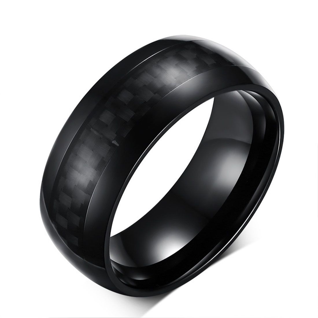 Anillo de banda de compromiso de boda de acero quirúrgico carbono negro para