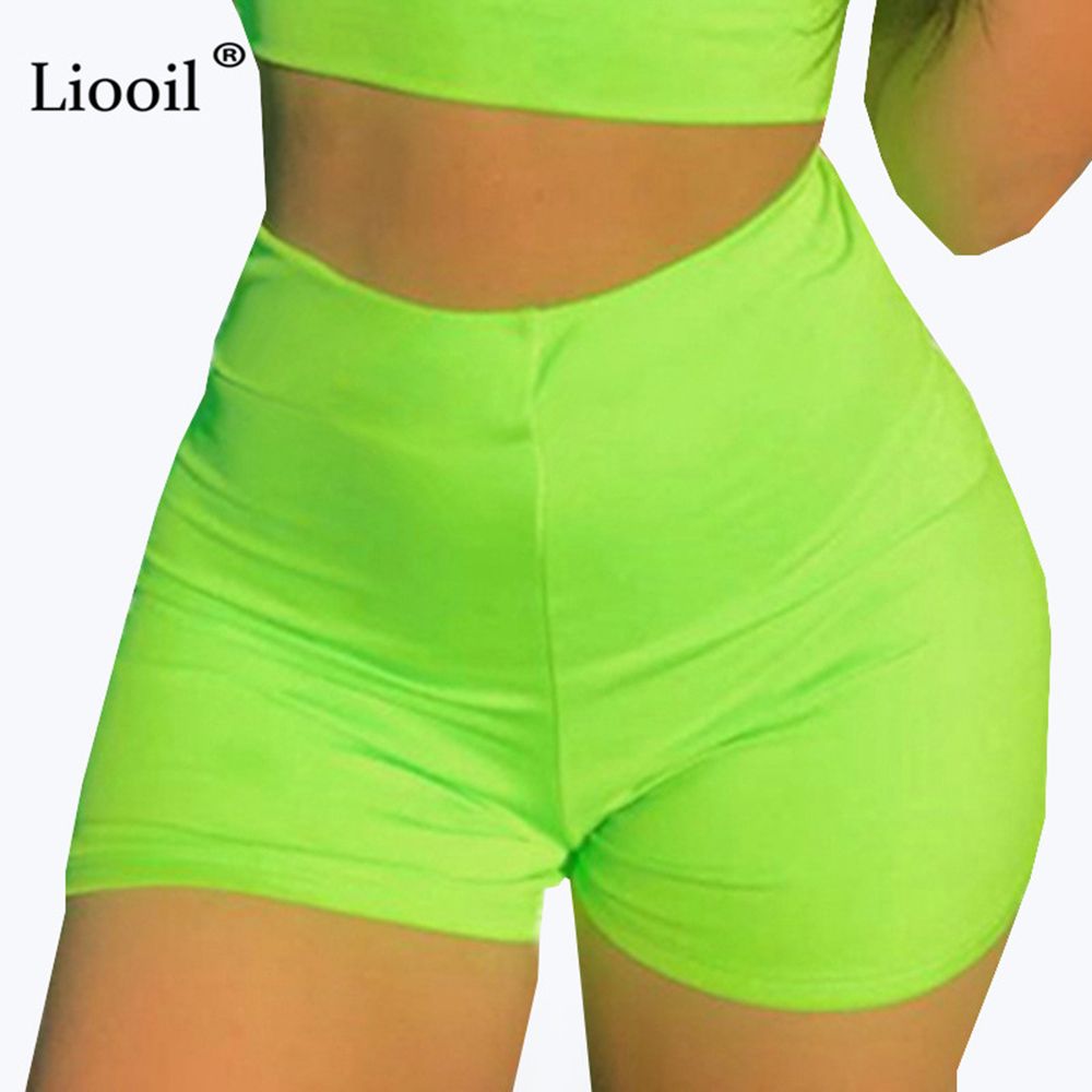 neon high waisted shorts