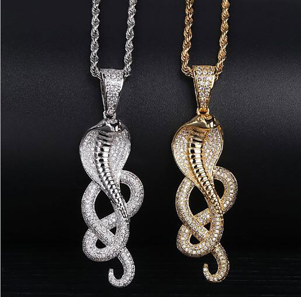 Gold Cobra Snake Satin DC Pendant