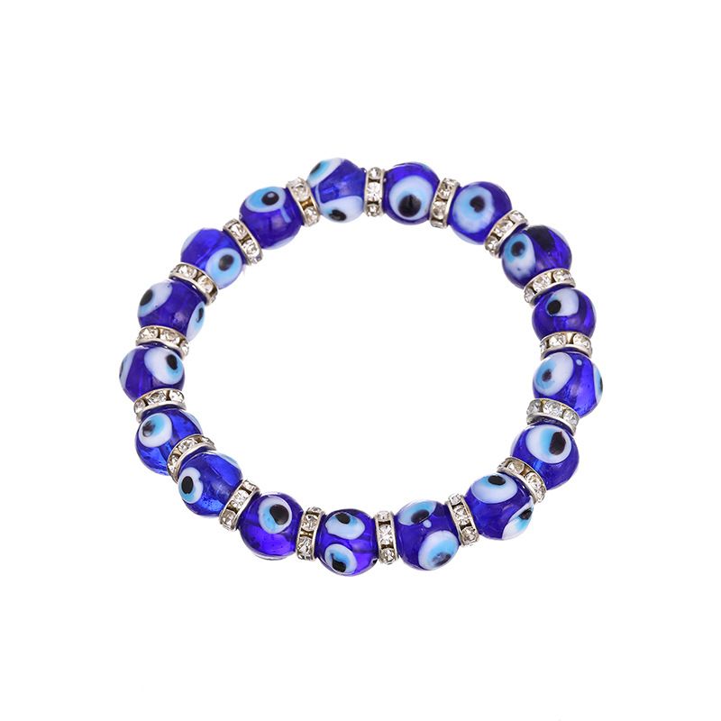 2020 8MM New Fashion Blue Eyeball String Bracelet Muslim Evil Eye