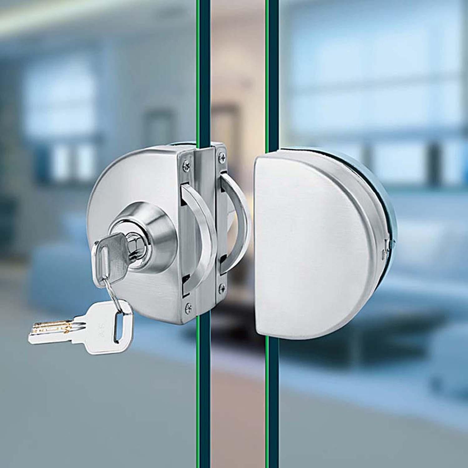 2021 No Glue Glass Door Lock Stainless Steel Without Hole Bidirectional
