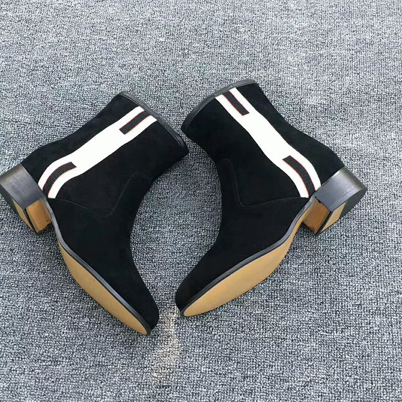 zapatos de mujer de cuero con cremallera y la banda de tela botines directo de fábrica femenino talón áspera cabeza invierno Martin Botas