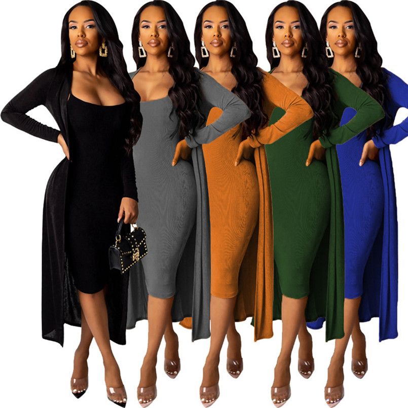 midi dress and cardigan set