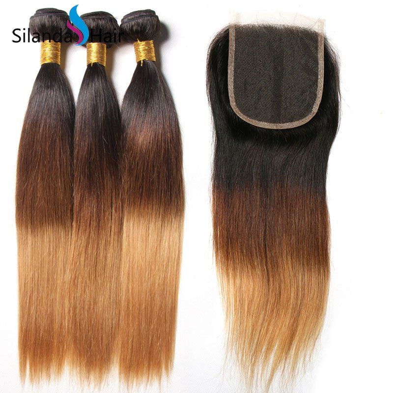 2019 Silanda Hair Ombre T 1b 4 27 Straight Brazilian Human Hair