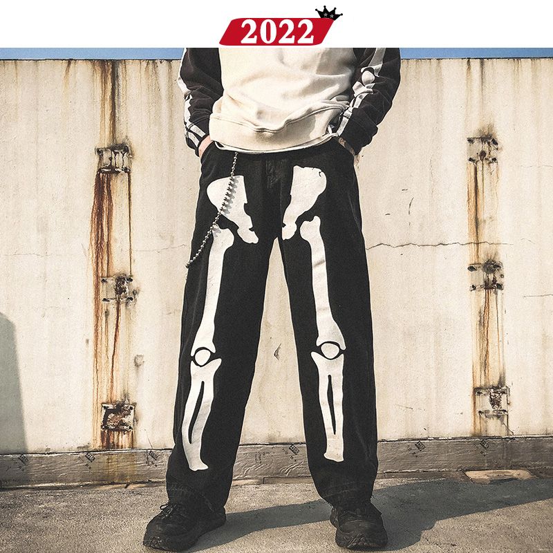 black skeleton jeans