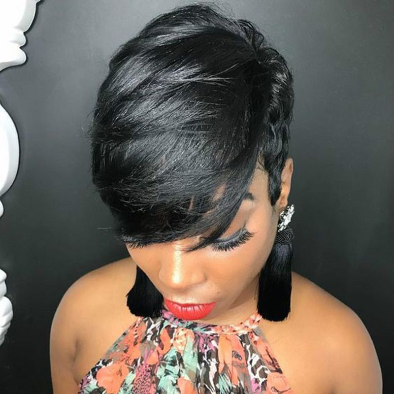 Human Hair Pixie Cut Wigs With No Lace Front Brazilian Straight Short Human Hair Wigs For Black Women Short Pixie Bob Human Hair Pixie Cut Wigs With No Lace Front Brazilian Straight Short Human Hair Wigs For Black Women Short Pixie Bob