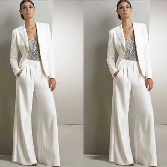 Compra 2022 2 Unids Formal Madre De La Novia Vestidos Mujeres Pantalones De  Marfil Pantalones De Pantalones De La Oficina De La Oficina De La Oficina  De La Oficina Para La Fiesta