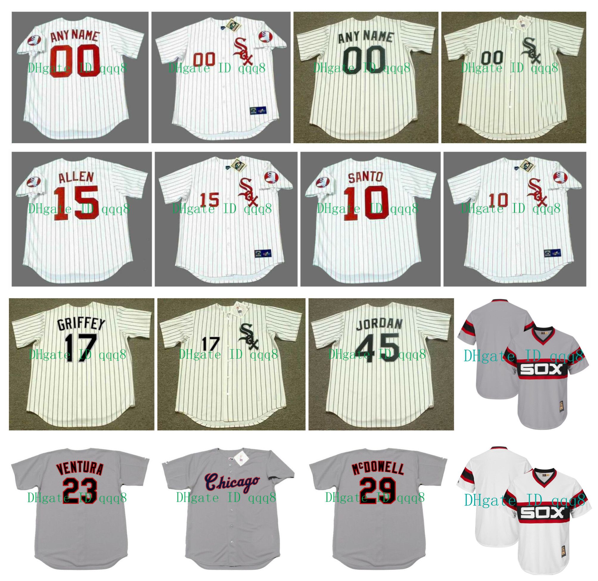 Vintage Retro Chicago Baseball Jersey White Sox KEN GRIFFEY JR. BO JACKSON  PAUL KONERKO RICHIE ALLEN RON SANTO WILBUR WOOD FRANK THOMAS MARK BUEHRLE  BILL MELTON From Qqq8, $19.44