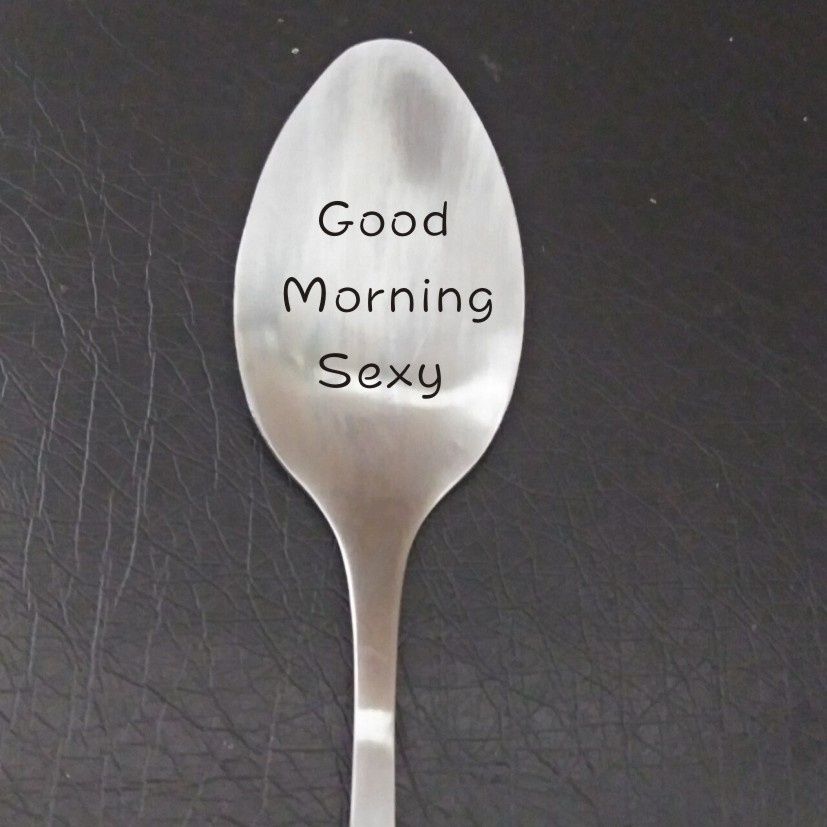 Goede 2020 Engraved Spoons Quality Stainless Steel Spoon Good Morning QA-48