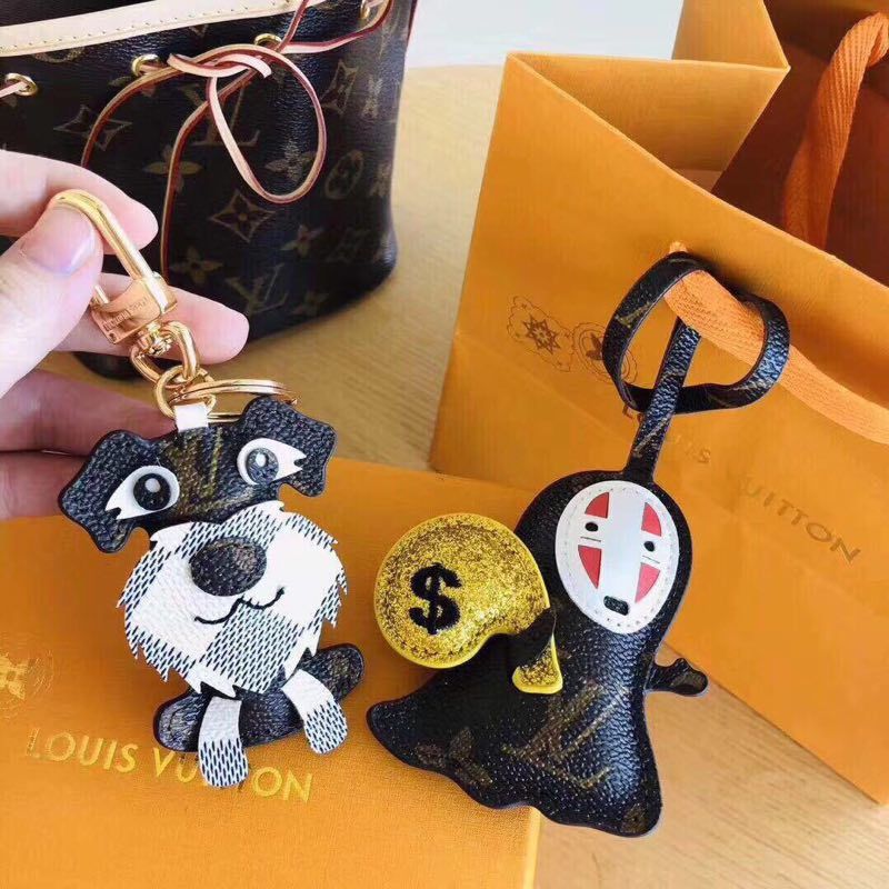 Duck Image Design Black Leather Keyring in Gift Box