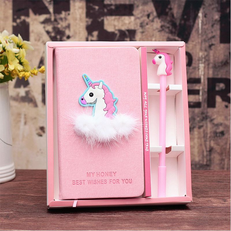 2020 Unicorn Journal Gel Pens Stationery Set Creative Pink Girl