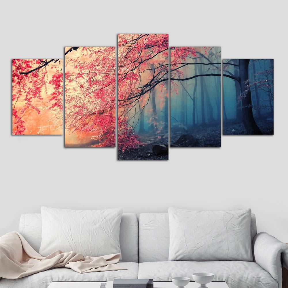 2021 Poster HD Prints Modern Wall Art Canvas For Living Room Cherry Blossoms Pictures Decor Red Trees Forest Painting From Wlz900514