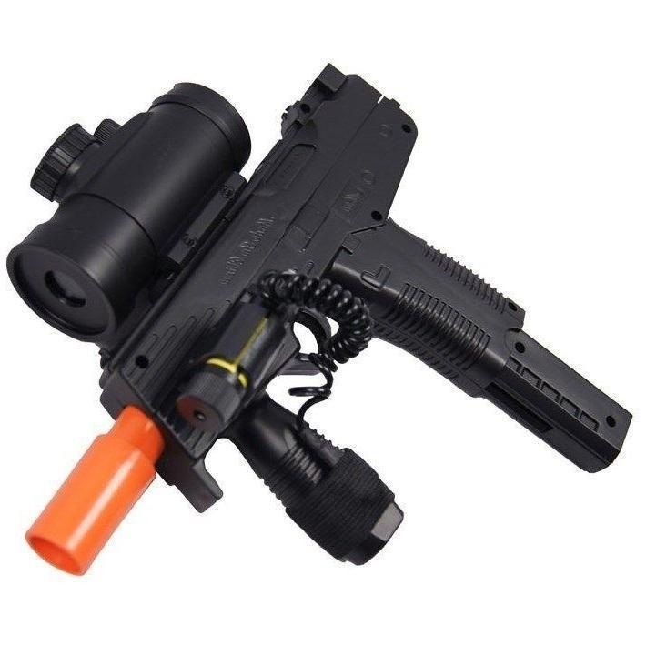 DE UZI AIRSOFT SPRING SMG PISTOL GUN w/ RED DOT SCOPE & LASER SIGHT 6mm BB BBs 