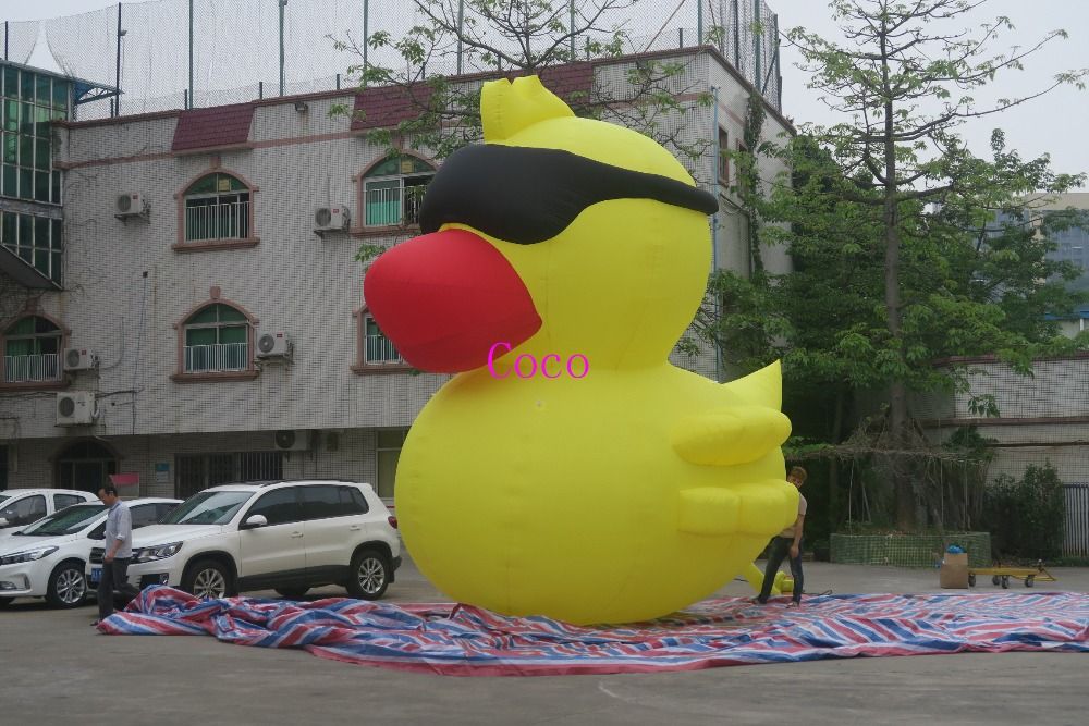 5m high inflatable yellow duck with sun glasses, giant inflatable duck cartoon for sale 5m high inflatable yellow duck with sun glasses, giant inflatable duck cartoon for sale