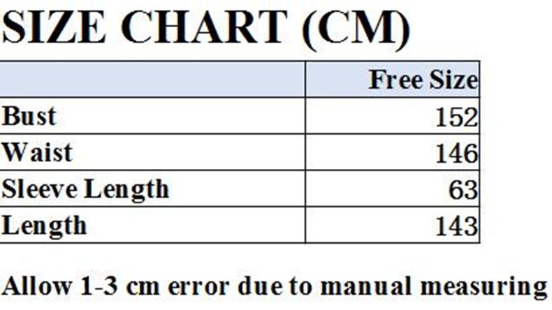 Abaya Size Chart Dubai