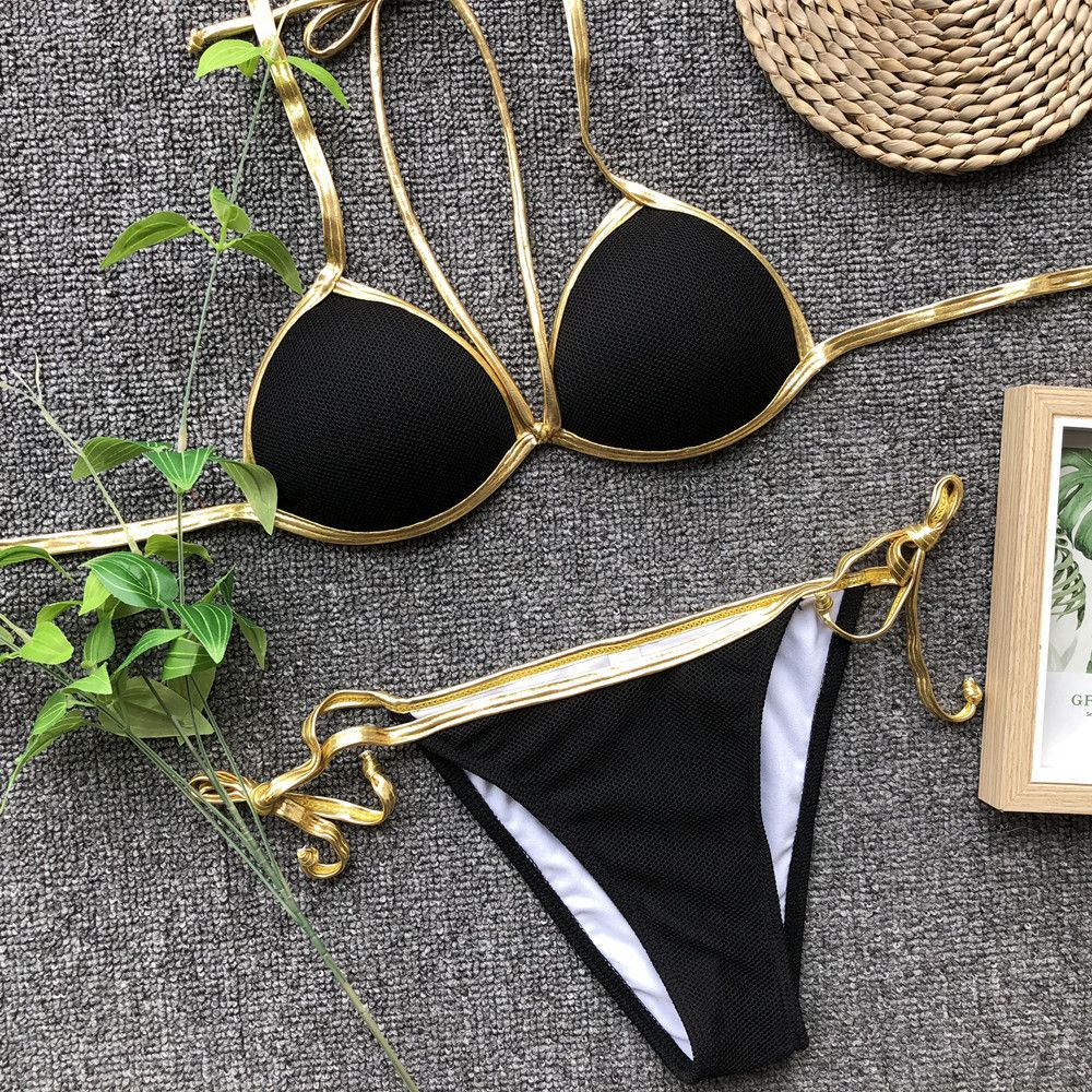 push up bikini gold