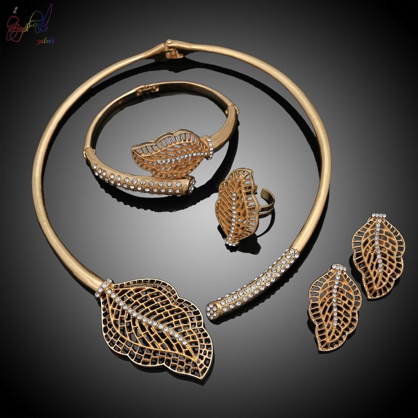 Conjuntos de Yulaili Joyería de estilo nacional de hoja, estilo simple Conjunto de collar