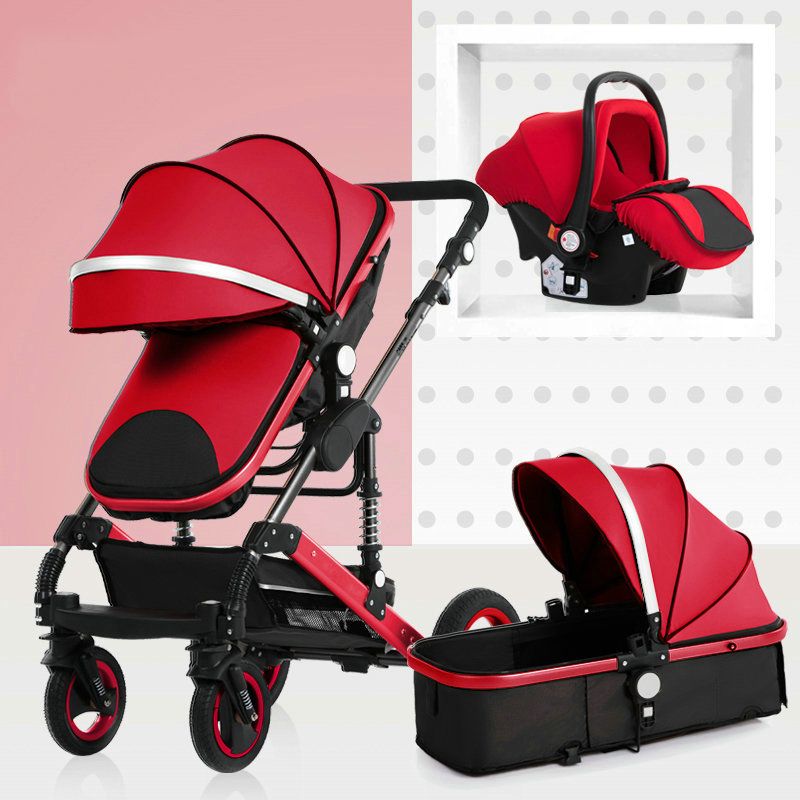 red baby stroller 3 in 1