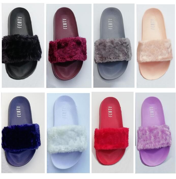 girls faux fur slippers
