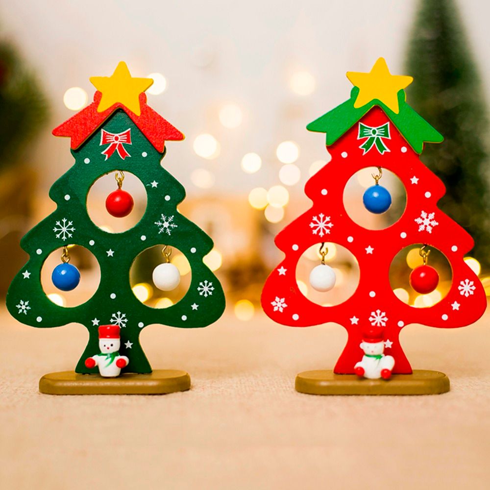 Acquista Albero Di Natale Piccolo Ornamento Mini Decorazioni Di Albero Di Natale Dipinte Carta Di Legno Di Natale Decorazioni Di Capodanno La Casa A 17 41 Dal Yiyu Hg Dhgate Com