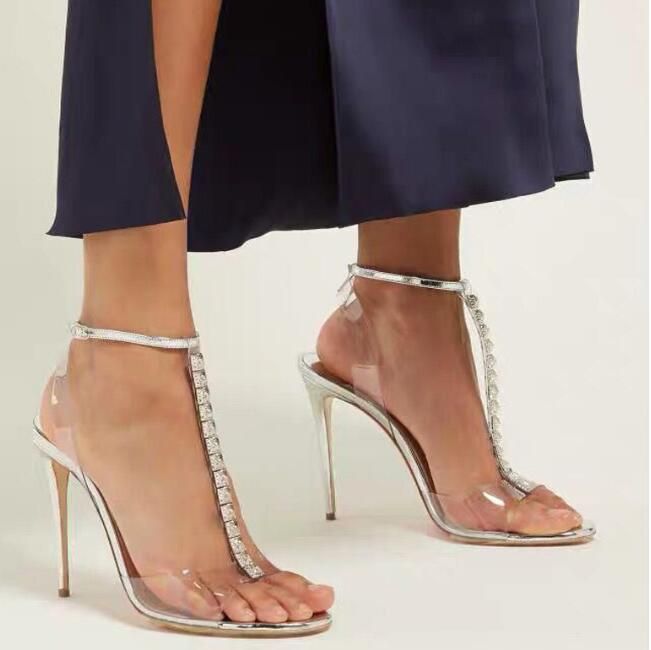 clear strap heels in store