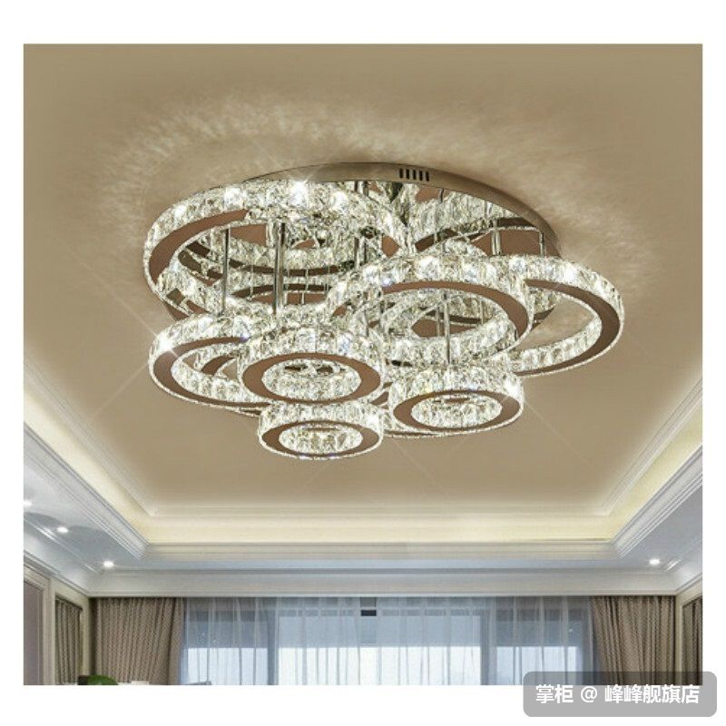 Modern Led Crystal Chandelier Ceiling Light Round Circle Flush Mounted Chandeliers Lighting Lamp Living Room Lustres De Cristal Bedroom Kids