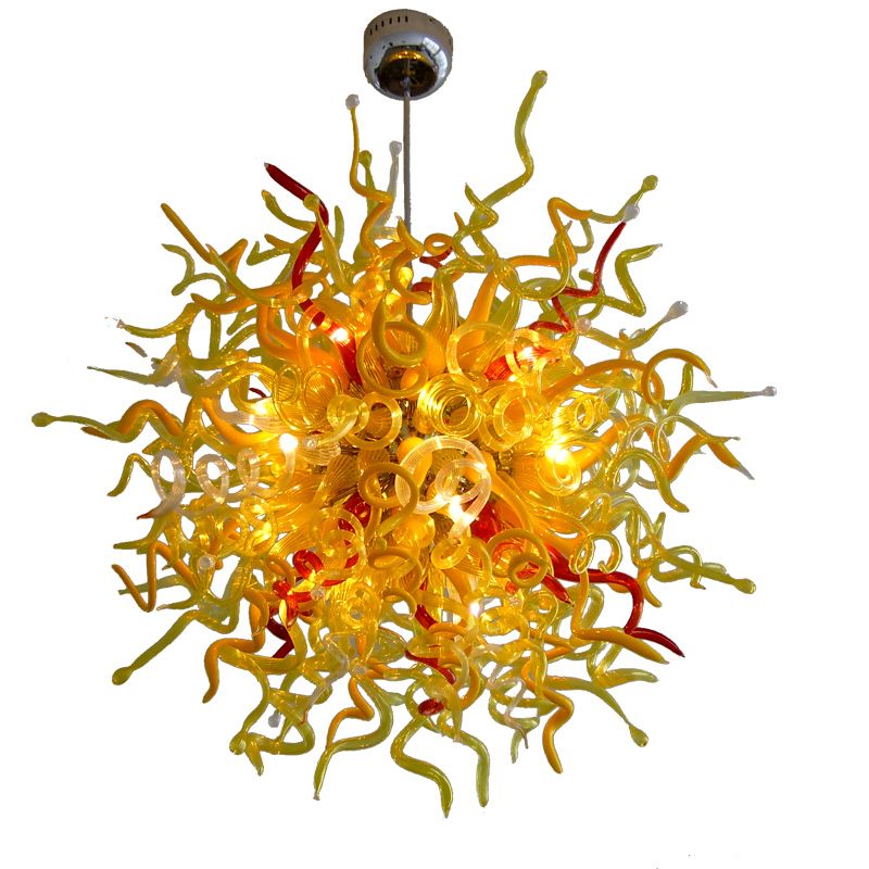 Contemporary Yellow Lightings 36inch Diameter LED Glass Chandelier
