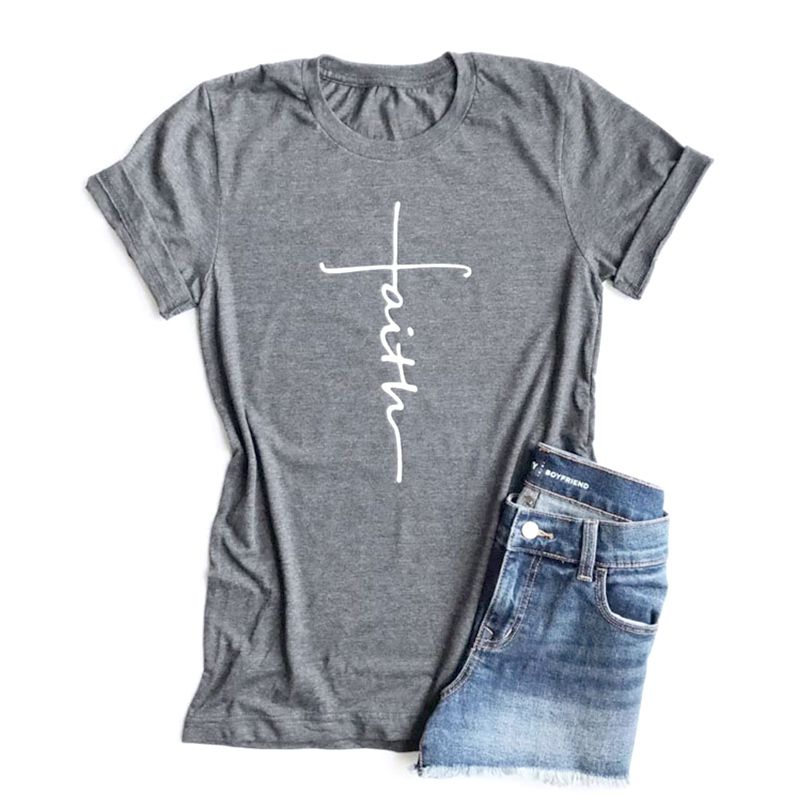 Faith Tshirt Cross Jesus Tees Tops Christian Shirt Women Fashion Tshirt ...
