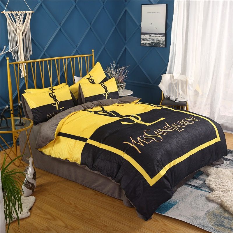 2020 Yellow Black Duvet Cover Contrast Color Queen Bedding Sets