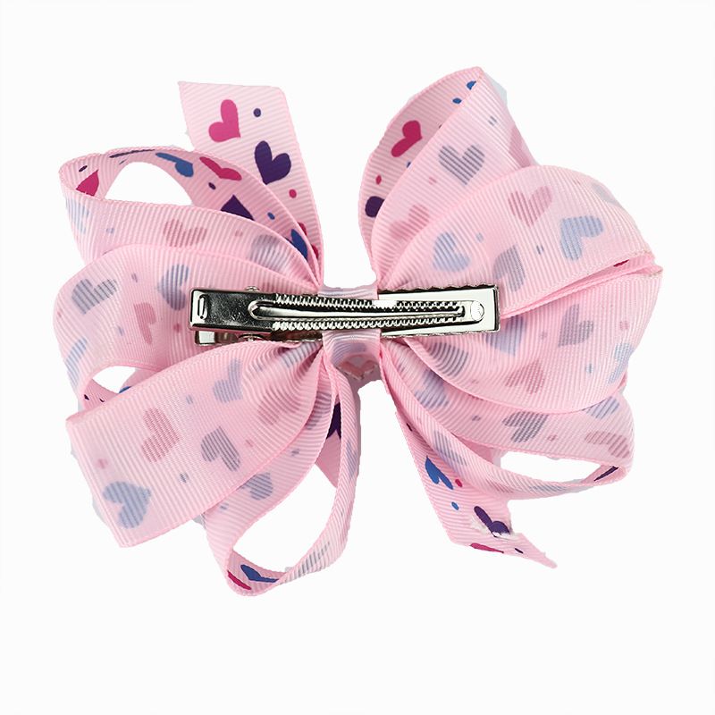 Valentine/'s Day Hair Bow Red and Pink Heart Pinwheel Hair Bow Rhinestone Heart
