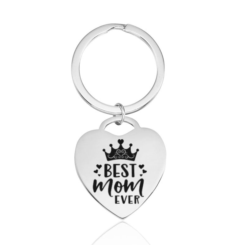 Metal Keychain Key Ring Pendant with Lettering Mom i Love You Best Gift for Mom for Expressing Love and Thanksgiving- Stainless Steel Gold