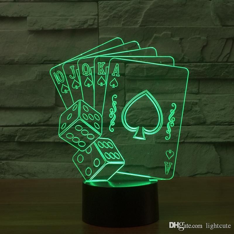 compre poker usb de la forma de acrilico 3d lamparas led fresca pequena luz de la noche decoracion ilusion 3d lampara tactil 7 cambiar el color los