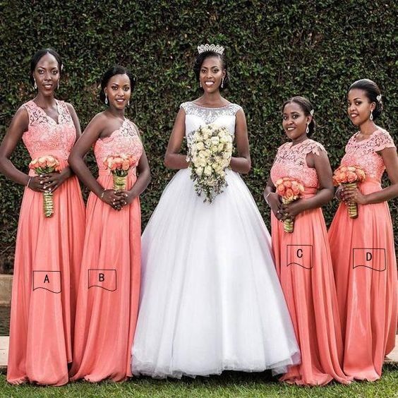 Compre Moda Coral Damas De Honor Vestidos Empire Chiffon Lace One Hombro V  Sudáfrica Boda Dama De Honor Vestido De Fiesta De La Tarde A 65,22 € Del  Stunningdress88 | Es.Dhgate.Com