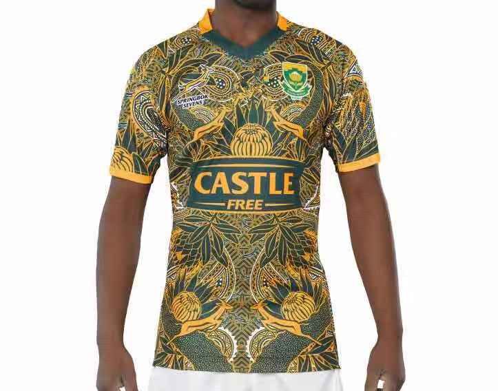 Casa//Camicia da Rugby di Casa 2019 South Africa Springboks Jersey di Rugby T-Shirt Grafica in Jersey in Jersey in Cotone con Tazza di Rugby da Uomo