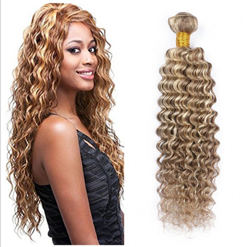 Light Brown With Blonde Piano Color Hair Bundles 8 613 Deep Wave