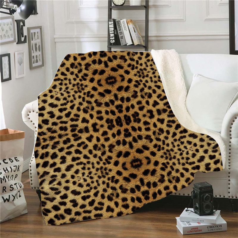 Leopard Blanket For Sofa Bed Soft Plush Fluffy Fleece Blankets Adults ...