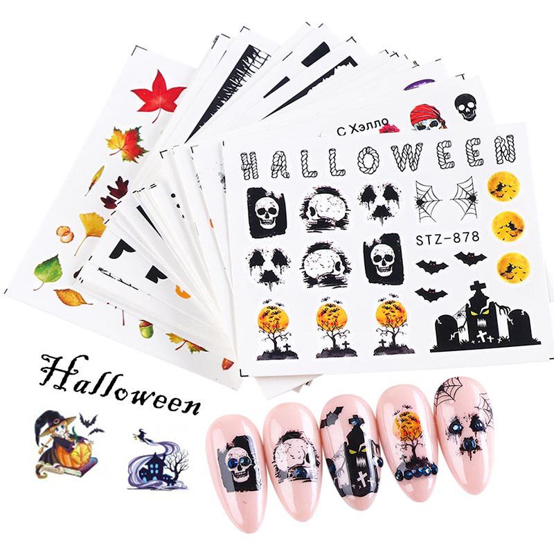 Halloween Manicure Nail Stickers Art Water Autumn Slider Maple Palms Skull Letter Decals Nail Accessories Nail Art Rhinestones Cheap Nail Supplies From Oldtree 1 37 Dhgate Com