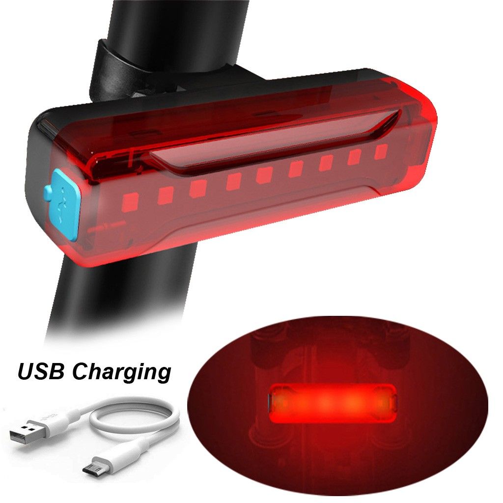 USB Rechargeable COB Bicycle Bike Front Rear 6 Modes LED Tail Light SuperbrightS