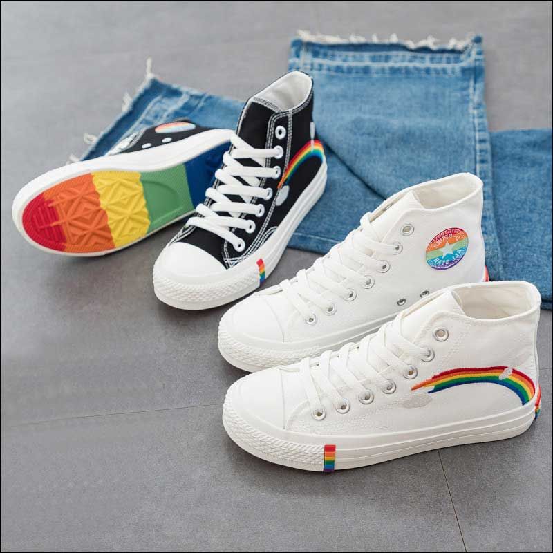 Satin Al Ayakkabi Kadin Beyzbol Cizmeler Gokkusagi Klasik Yuksek Top Kanvas Ayakkabilar 2019 Rahat Duz Nefes Sneakers Paten Ayakkabi Bayanlar 46 Tl148 71 Tr Dhgate Com