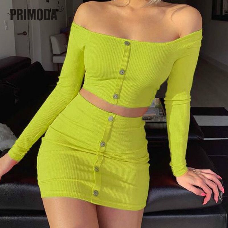 long sleeve neon green dress