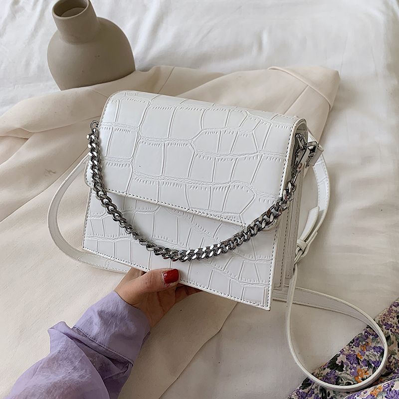 Stone Patent White Crossbody Bags For Women 2020 Small Handbag Small Bag PU Leather Hand Bag ...
