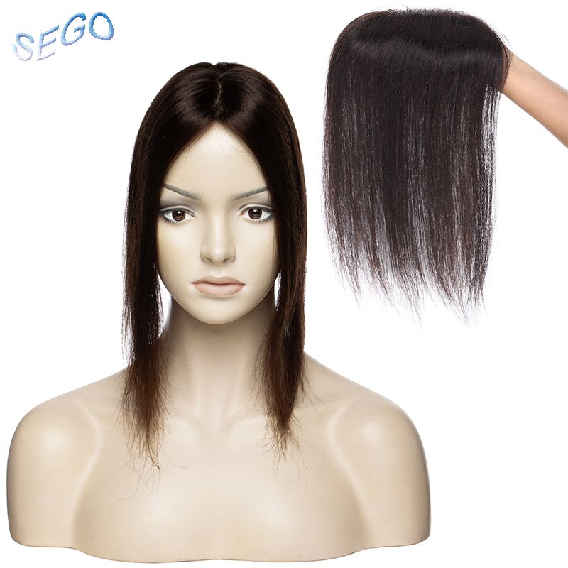 2019 Sego 12 Inches Straight Silk Base Hair Topper Toupee For