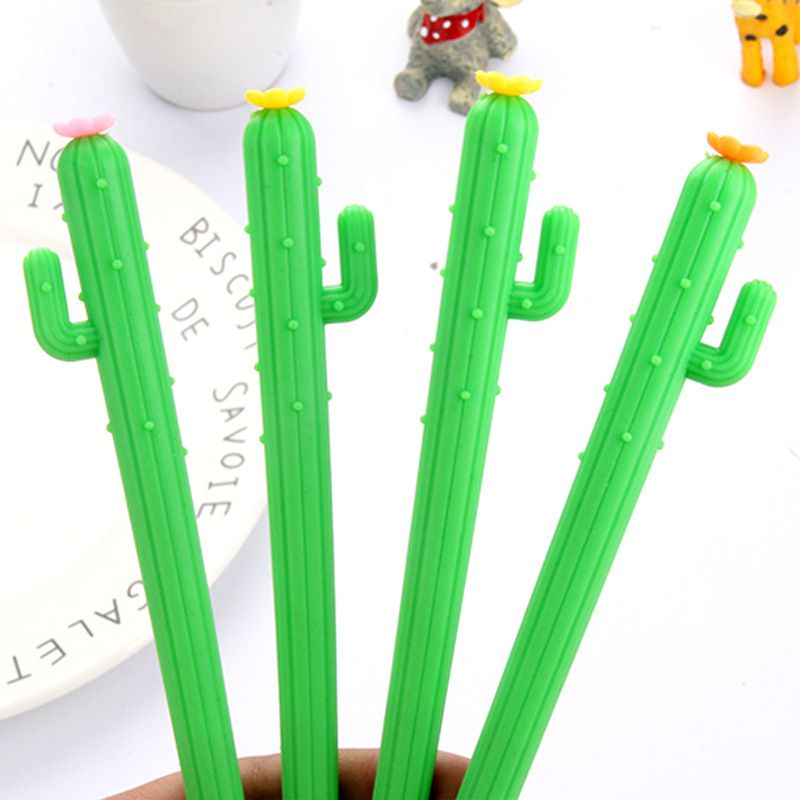 Cute Cactus Design Black Gel Pen Ballpoint Writing Office School Supply ZH