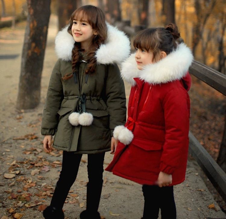 New Children Winter Jackets For Girls Outerwear Faux Fur Collar Hooded Coats Thermal Warm Cotton Parkas With Belt Army Green Red From Alex Zeng 37 19 Dhgate Com New Children Winter Jackets For Girls, Childrens Coat With Fur Hood