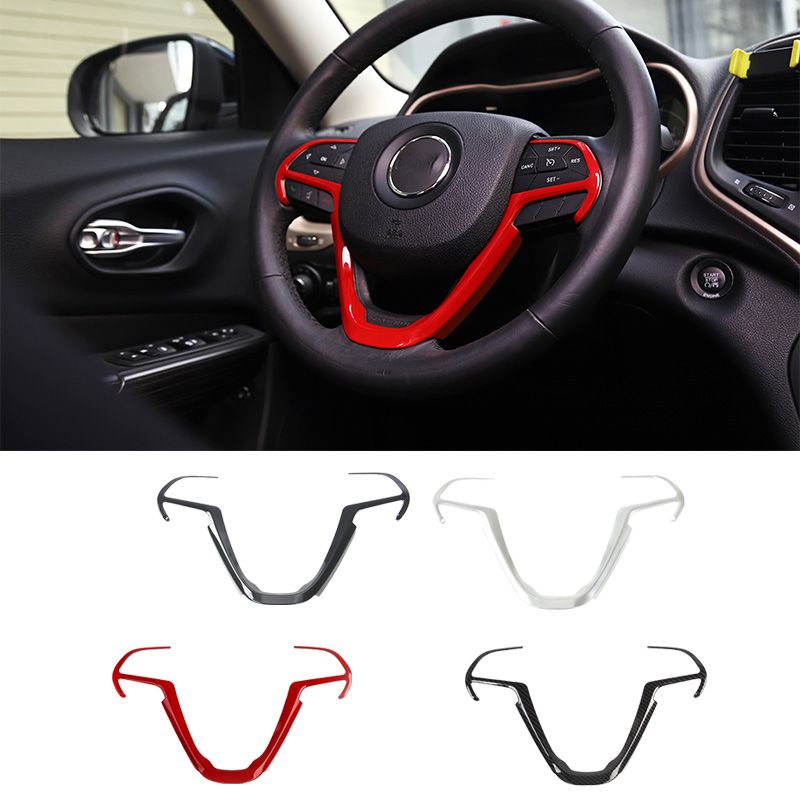 LZTQ for Jeep Grand Cherokee 2011-2020 Steering wheel Decoration Car Interior Accessories Real Carbon Fiber Stickers