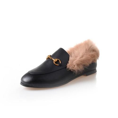 fur backless mules