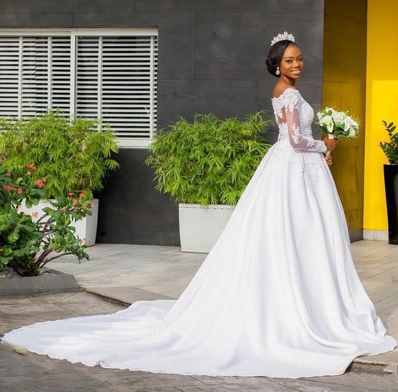 African Long Sleeves Wedding Dresses 