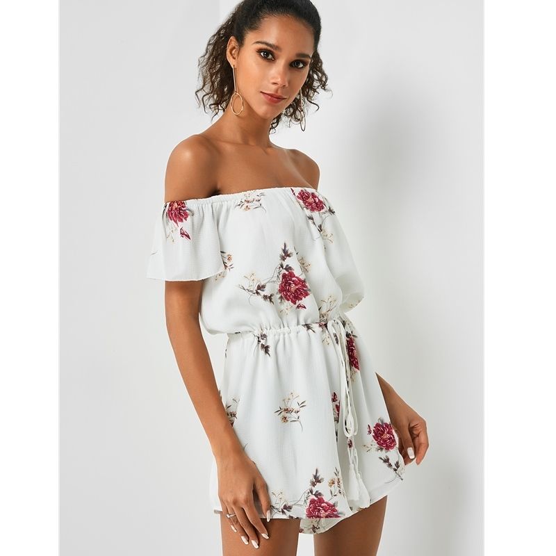 white floral print jumpsuit