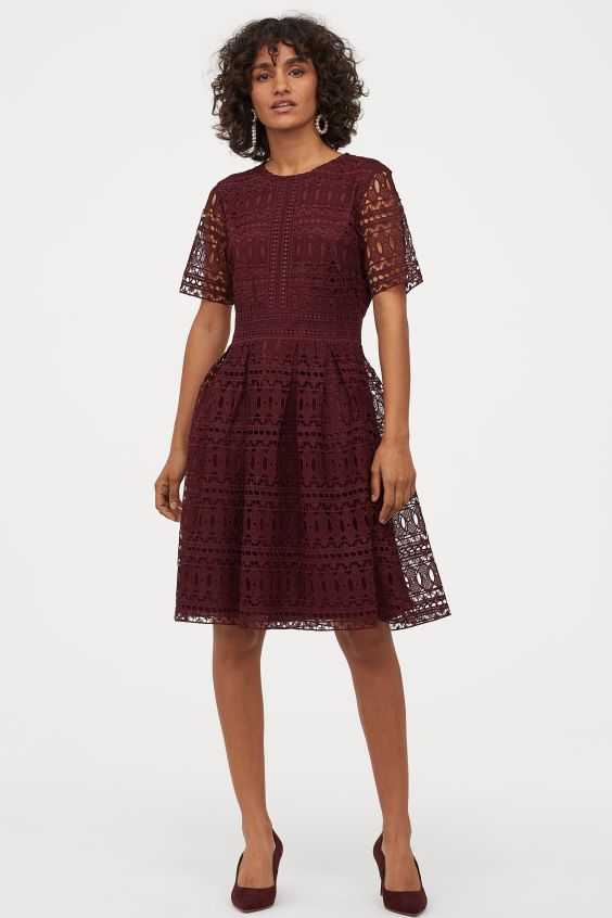 burgundy and black lace dress
